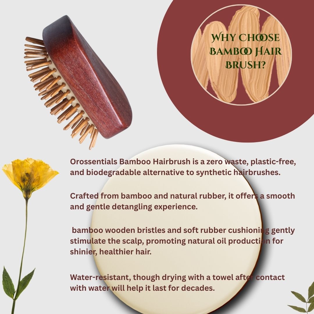 OROSSENTIALS Trending Natural Wooden Hair Brush Without Handle Premium (ORO-052)