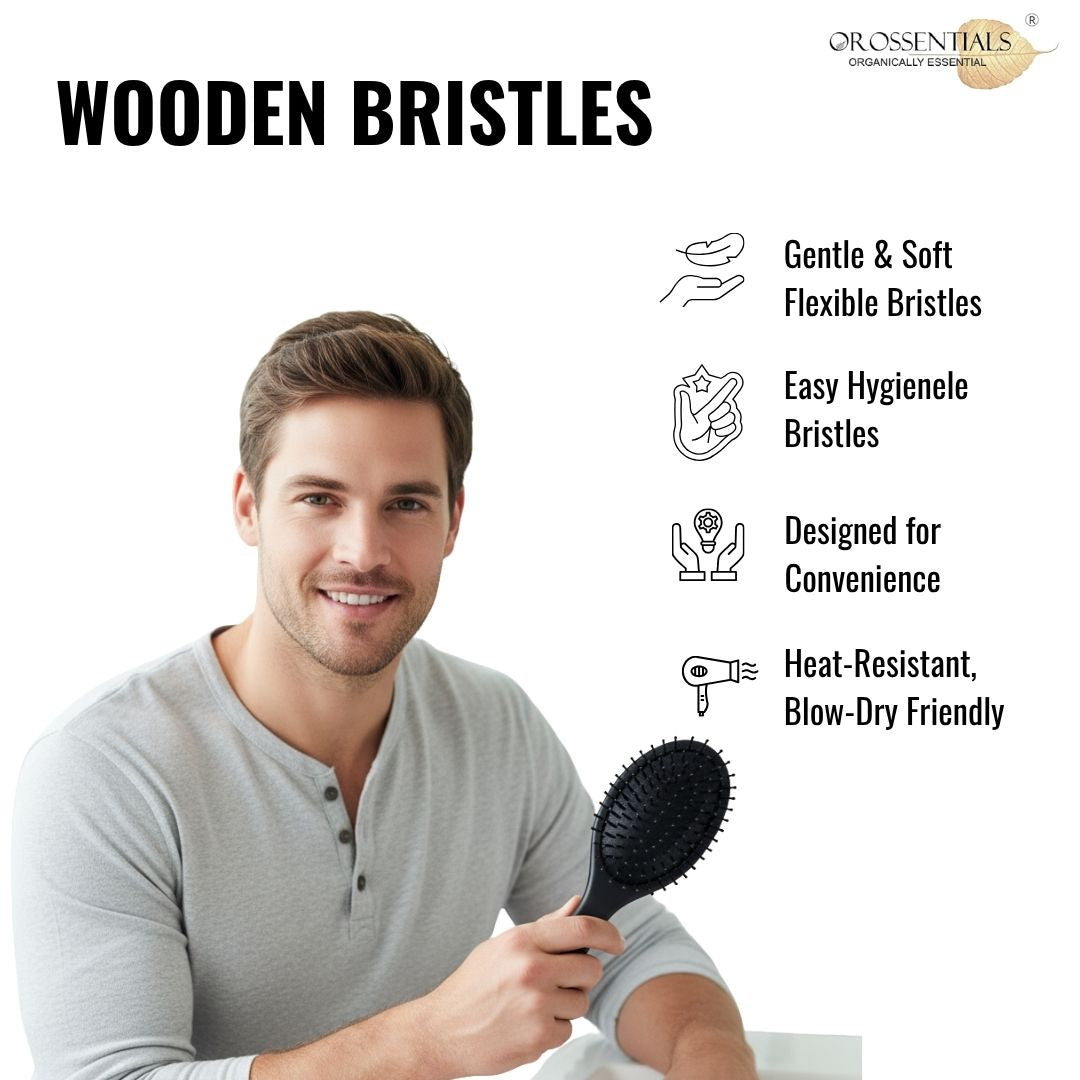 Orossentials Wooden Luxe Black Hair Brush (ORO-058)