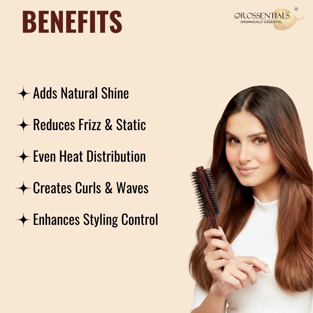 Wooden Round Hair Brush for Women & Men With Twirl Design (ORO-019)
