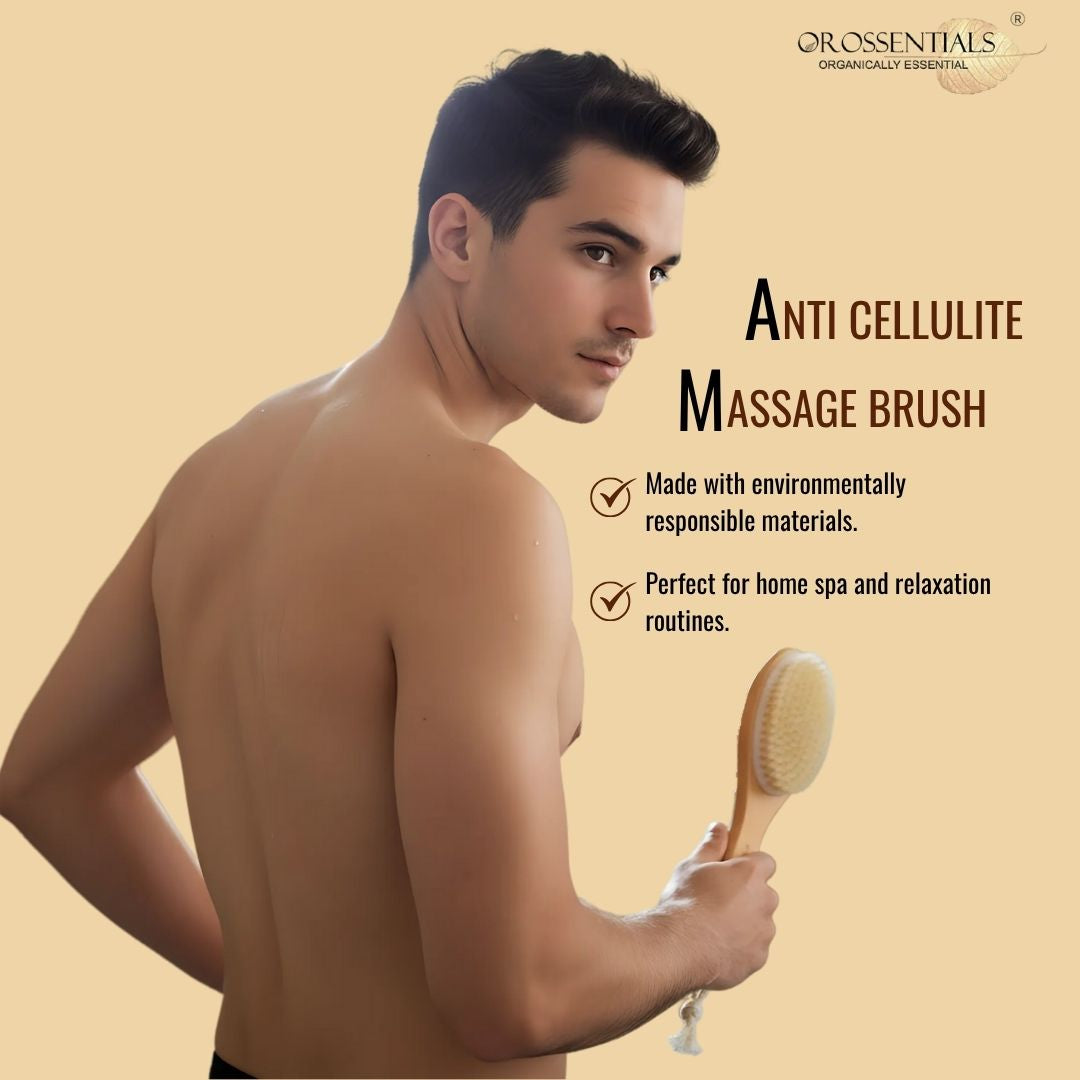 OROSSENTIALS Wooden Dry Body Brush With Handle (ORO-022)