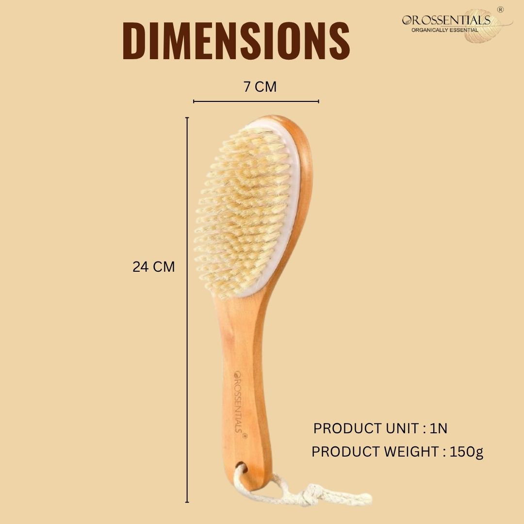 OROSSENTIALS Wooden Dry Body Brush With Handle (ORO-022)