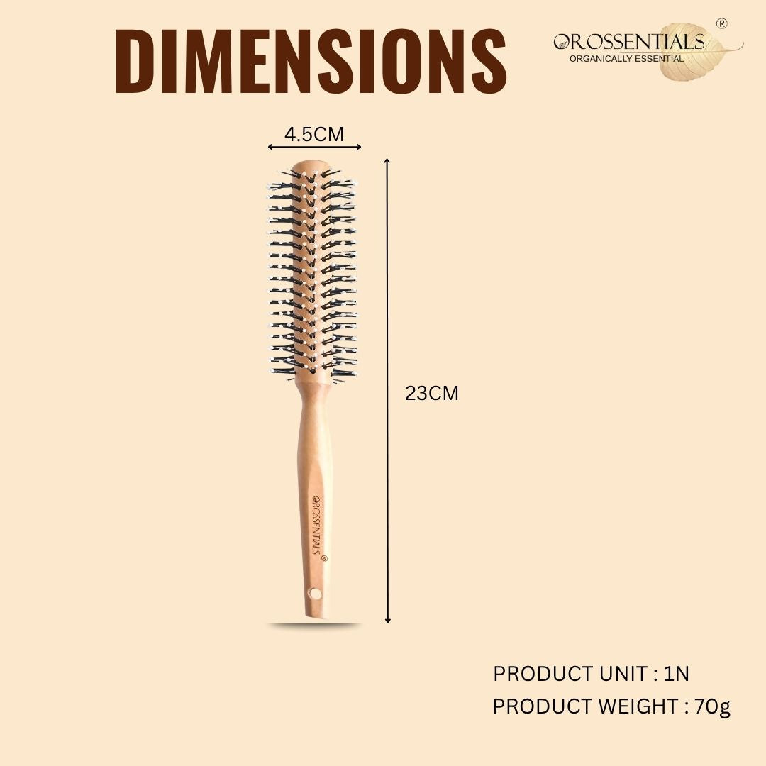 Orossentials Round Nylon bristles Wooden Hair Brush (ORO-020)