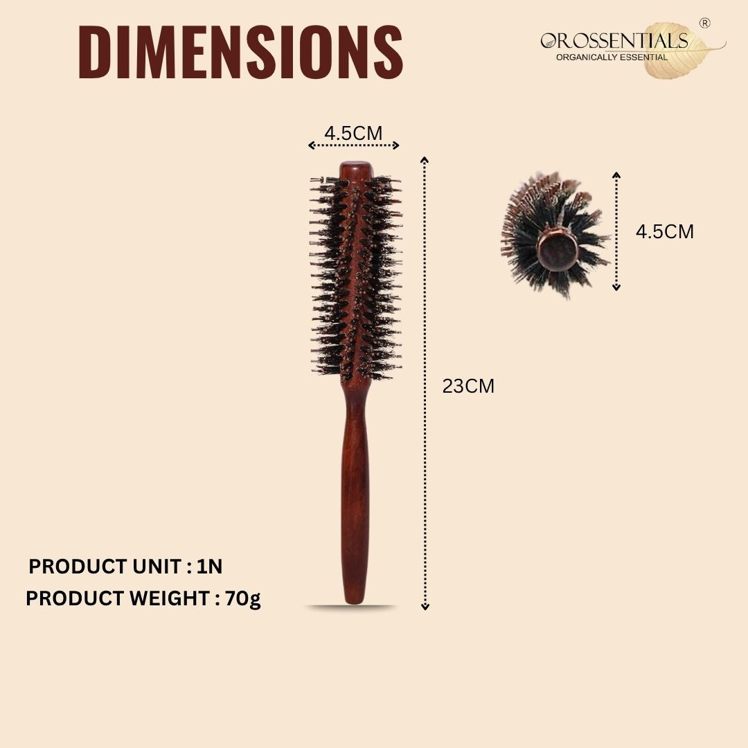 Wooden Round Hair Brush for Women & Men With Twirl Design (ORO-019)