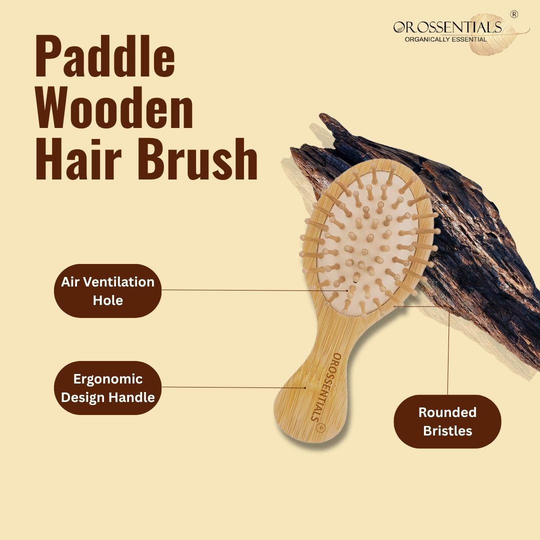 OROSSENTIALS Bamboo Hair Brush with Bamboo Bristle Travel Friendly (ORO-015)