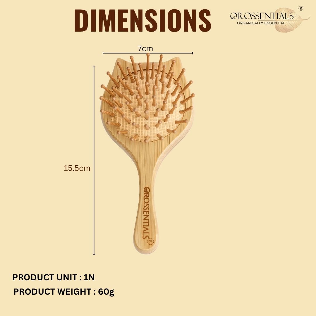 OROSSENTIALS Cat Shape Bamboo wooden Hair Brush - Eco-Friendly Choice (ORO-016)