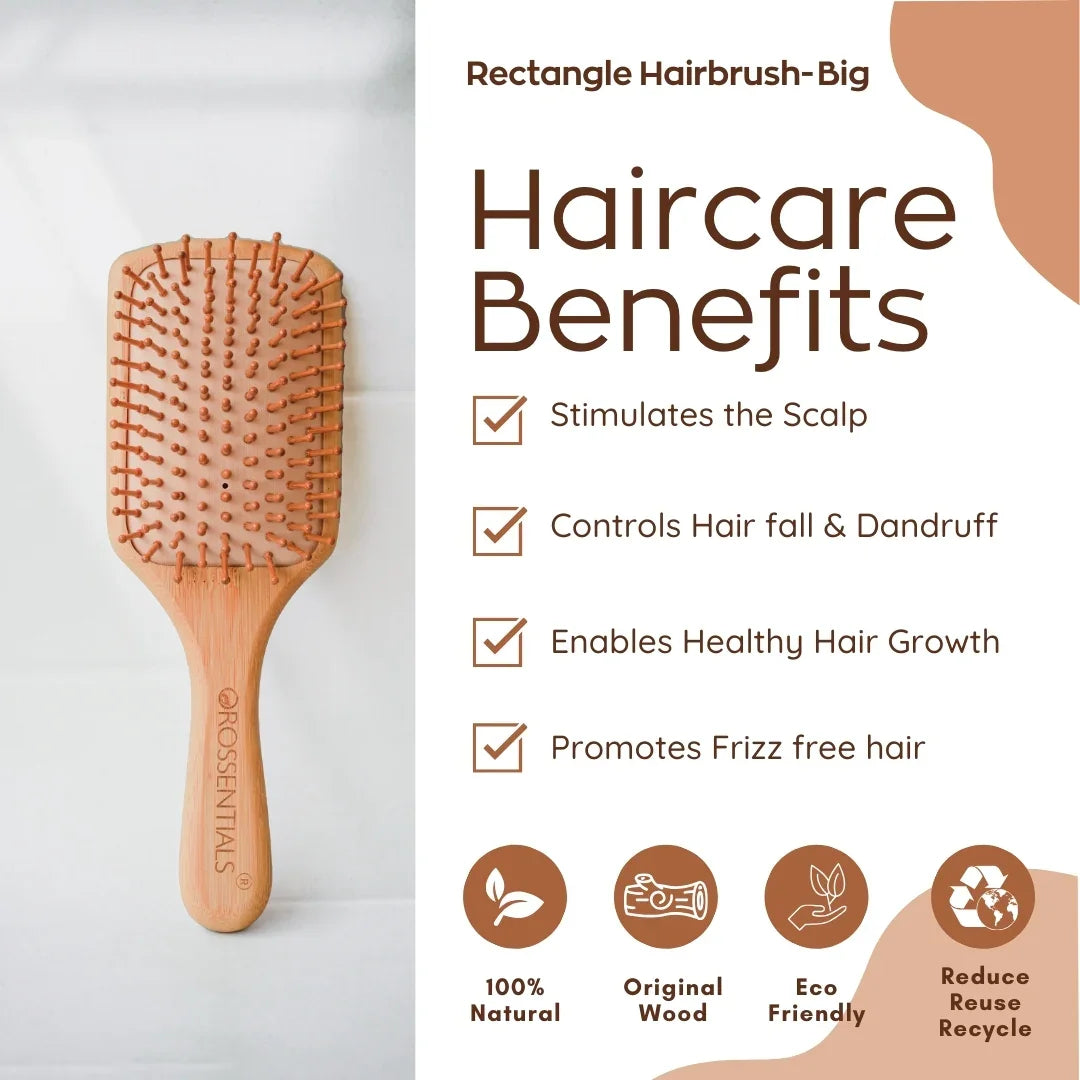 Wooden Hair Brush Rectangle Big & Small Combo Set (BC-11-12-PK2)