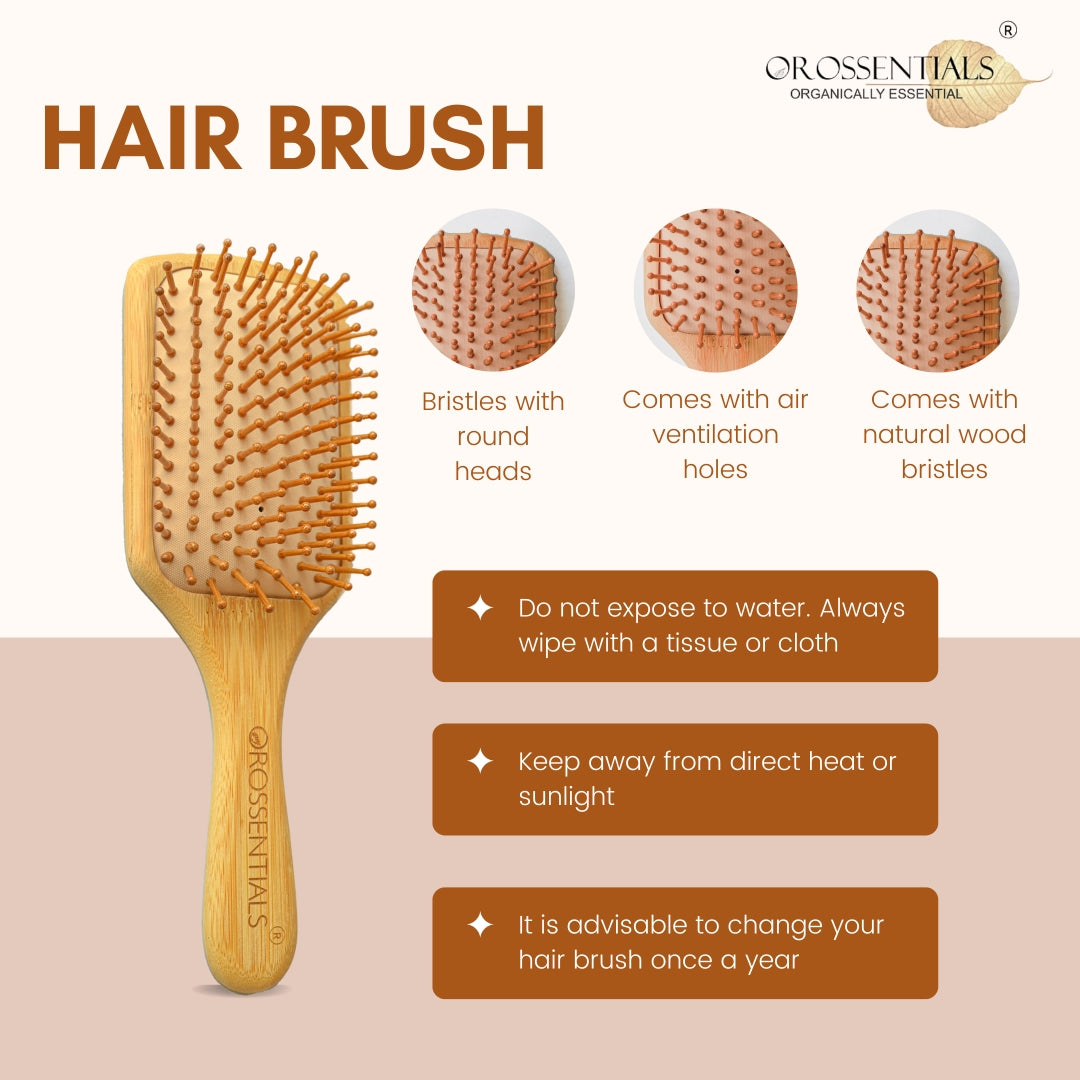 Bamboo Hair Brush With Bamboo Bristles | Rectangle Big & Premium Hair Brush (BC-11-17-PK2)