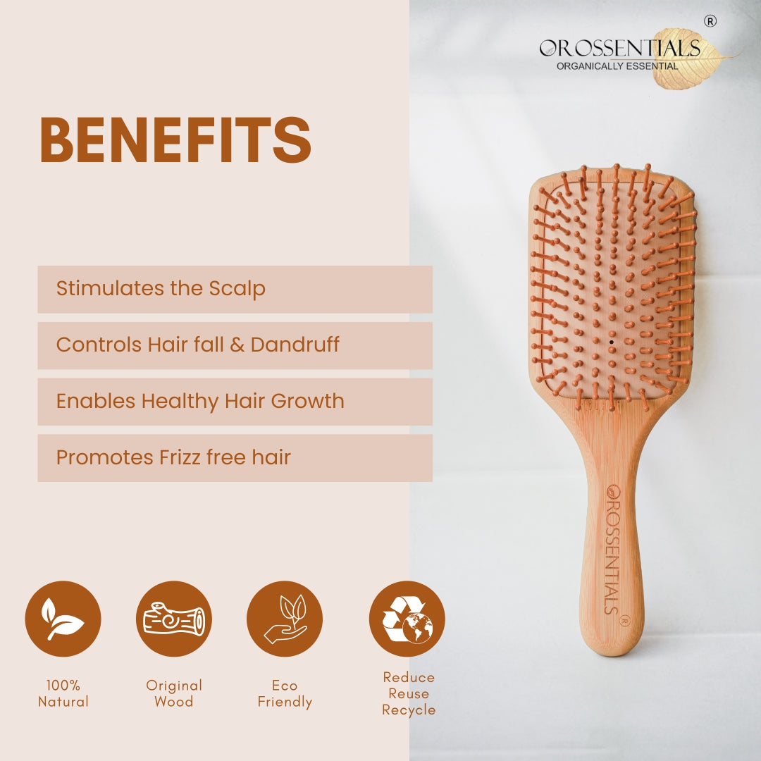 Bamboo Hair Brush With Bamboo Bristles | Rectangle Big & Premium Hair Brush (BC-11-17-PK2)