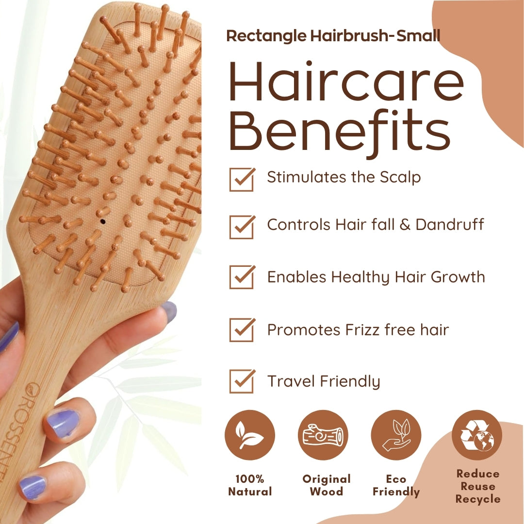 Wooden Hair Brush Rectangle Big & Small Combo Set (BC-11-12-PK2)