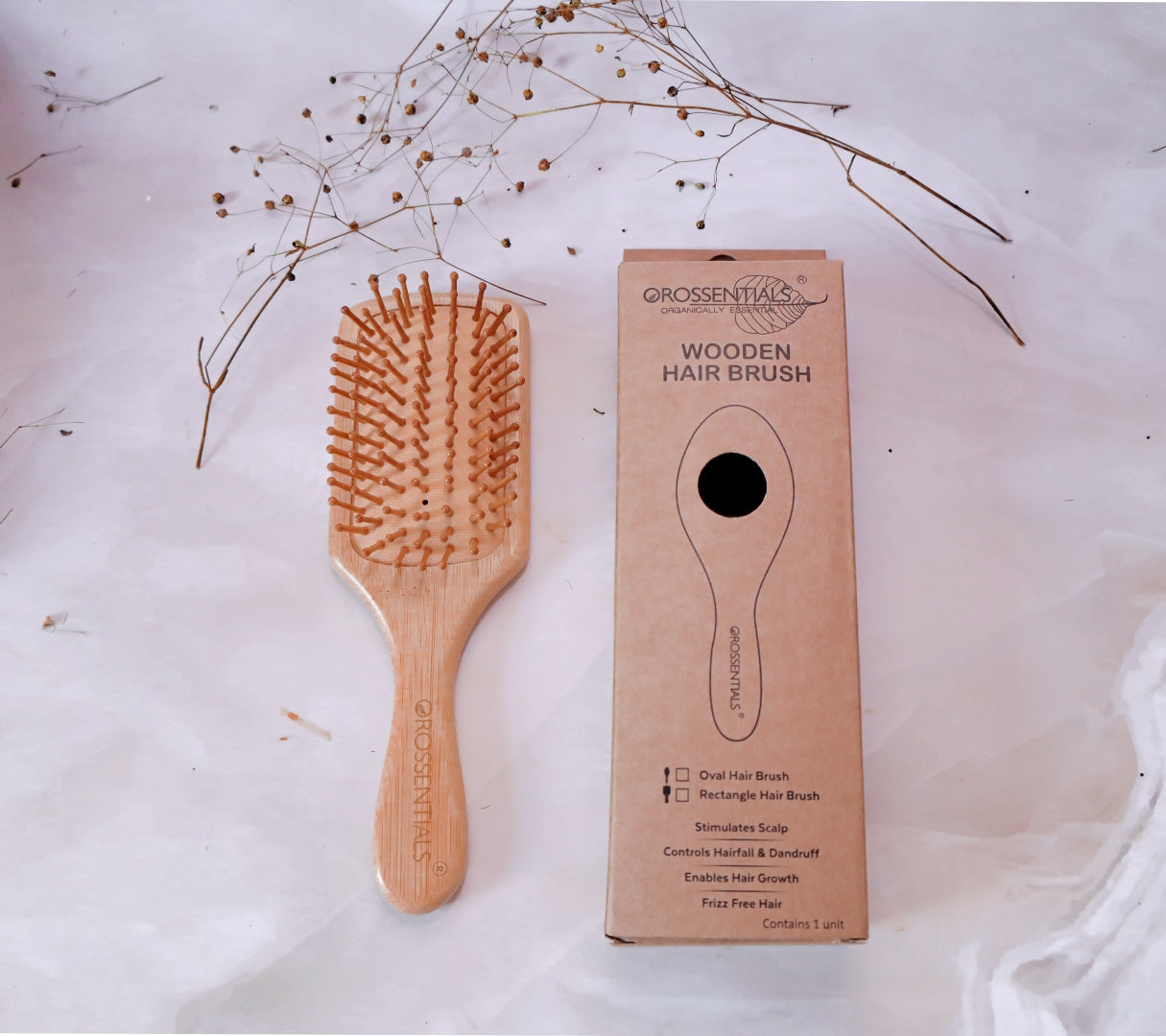 Bamboo Wooden Hair Brush Rectangle Big & Long Handle Paddle Hair Brush for Women(BC-12-48)