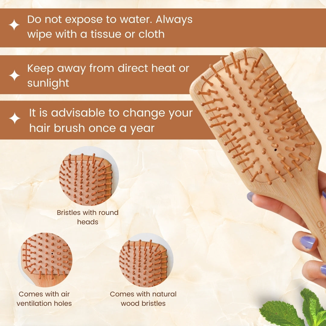 Wooden Hair Brush Rectangle Big & Small Combo Set (BC-11-12-PK2)