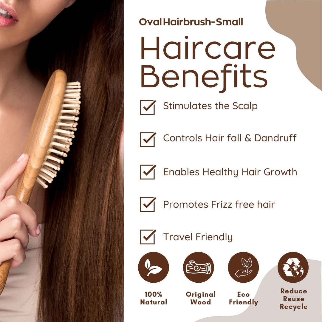 Wooden Small Oval Wooden Hair Brush | Professional Vent Hair Brush Combo Set Of 2 (ORO-014-049)