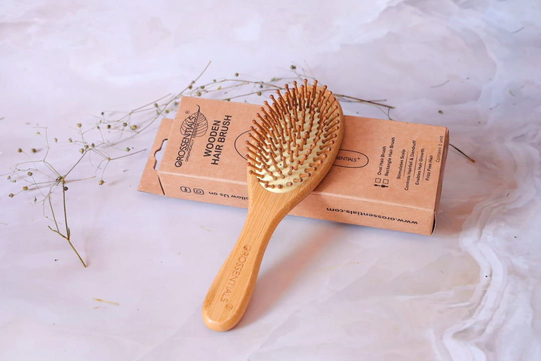 Wooden Hair Brush Oval Small & Premium Wooden Combo Set Of 2 (ORO-014-017)