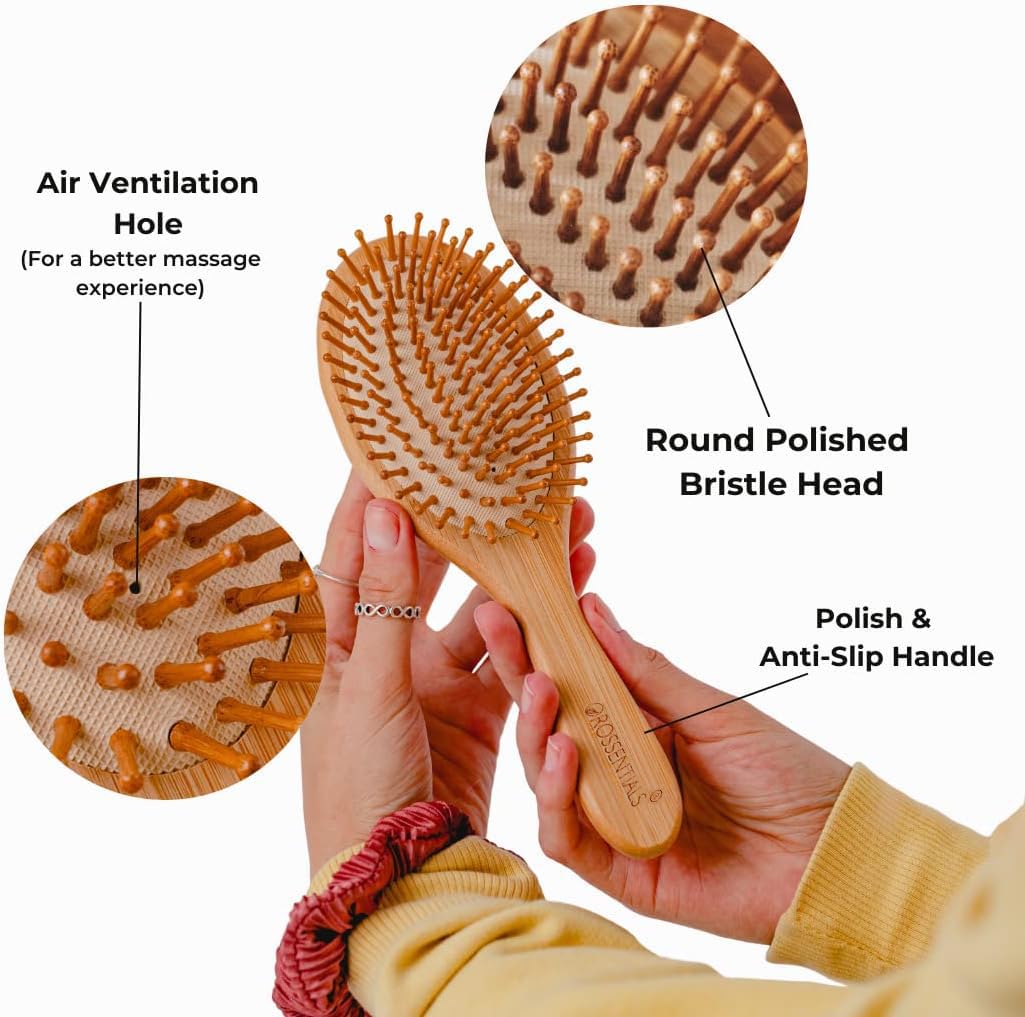 Wooden Small Oval Wooden Hair Brush | Professional Vent Hair Brush Combo Set Of 2 (ORO-014-049)