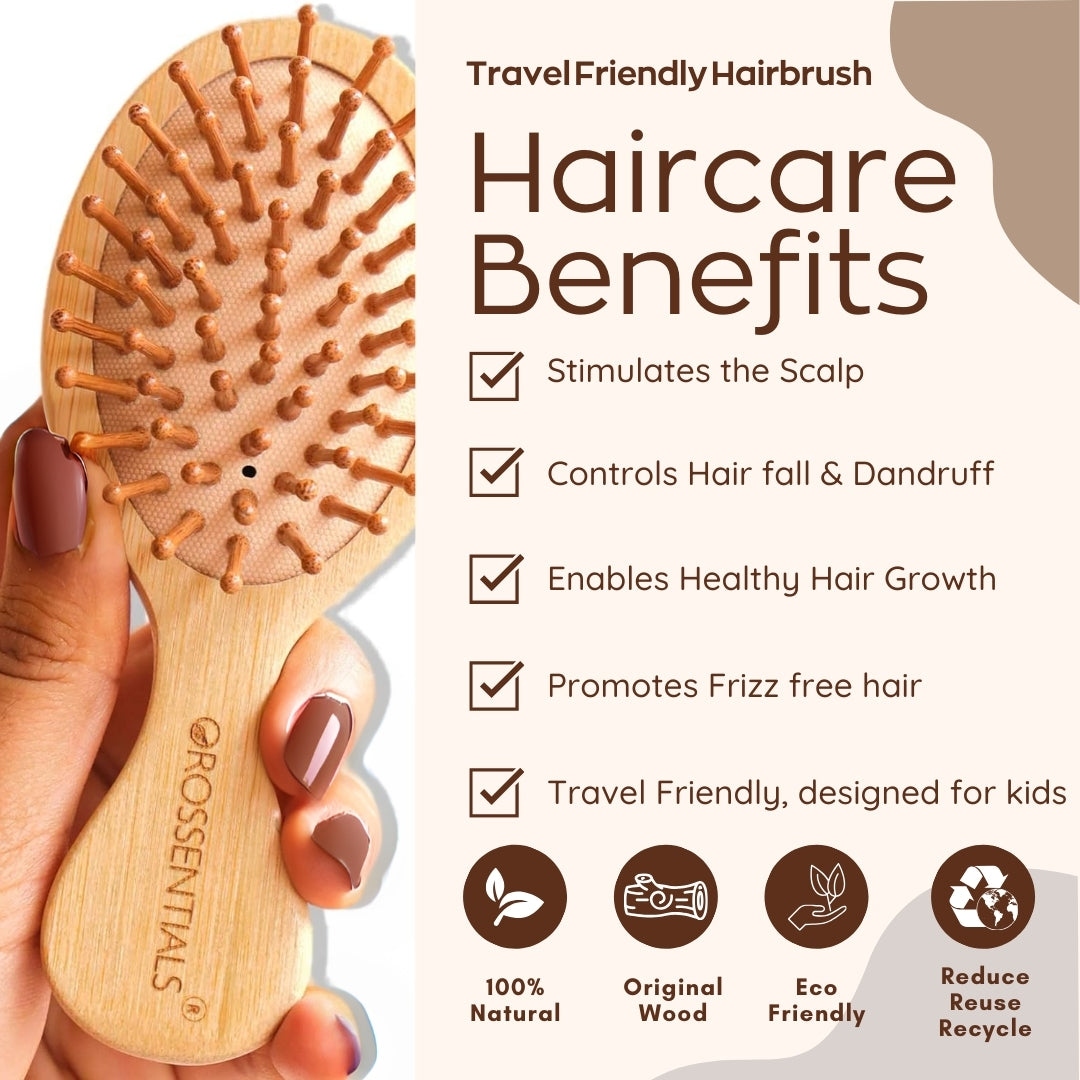 Travel Friendly Wooden Hair Combo Brush Cat Ear Shape (ORO-15-16)