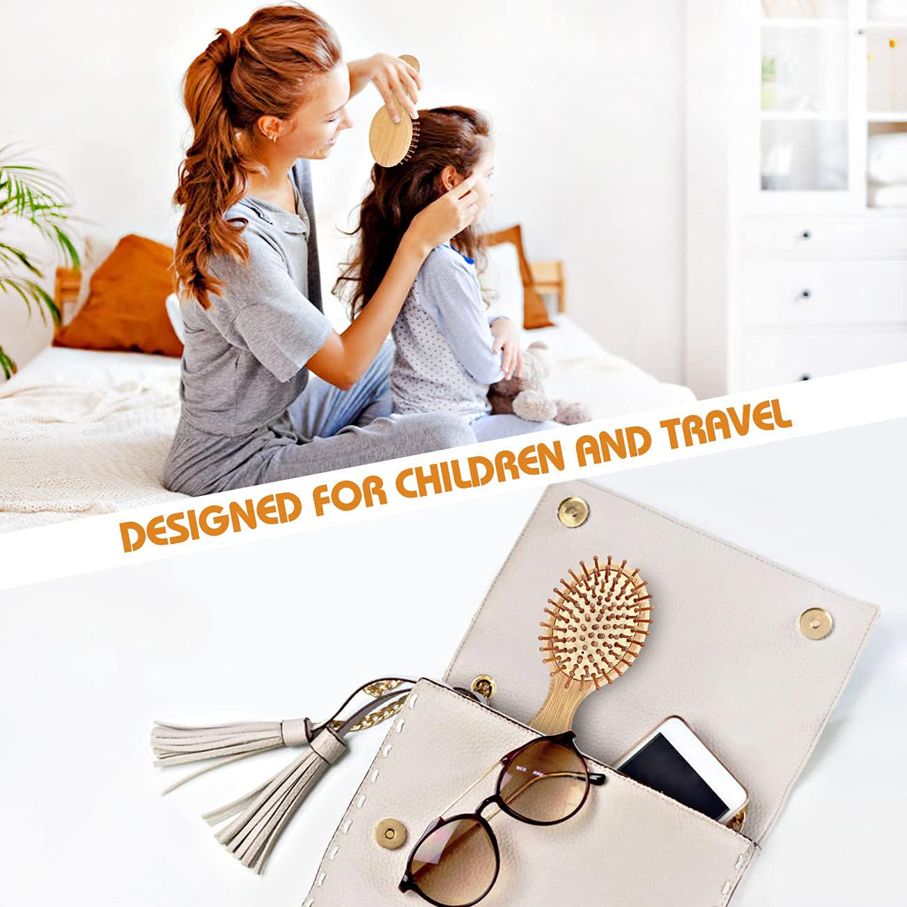Travel Friendly Wooden Hair Combo Brush Cat Ear Shape (ORO-15-16)