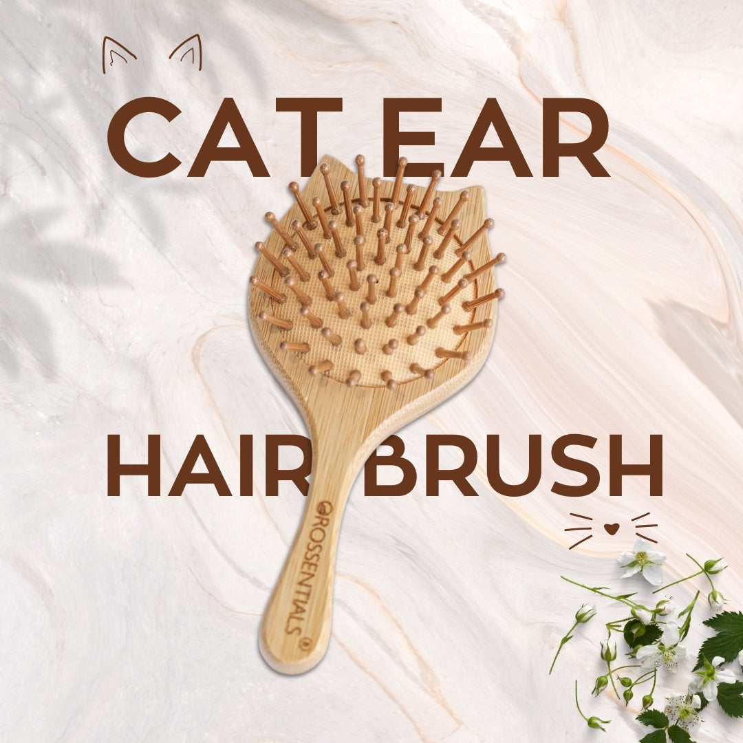 Travel Friendly Wooden Hair Combo Brush Cat Ear Shape (ORO-15-16)
