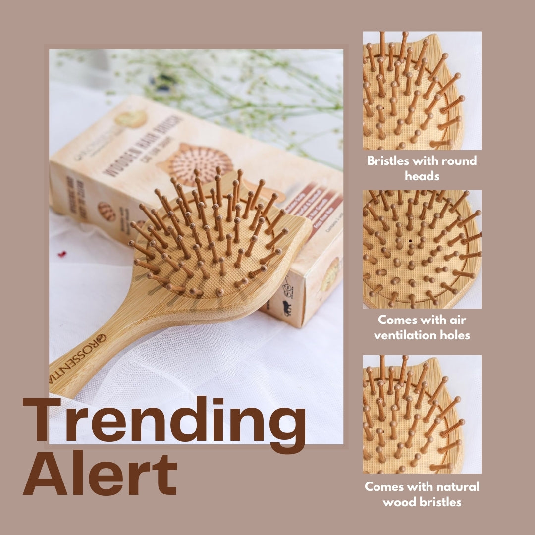 Travel Friendly Wooden Hair Combo Brush Cat Ear Shape (ORO-15-16)