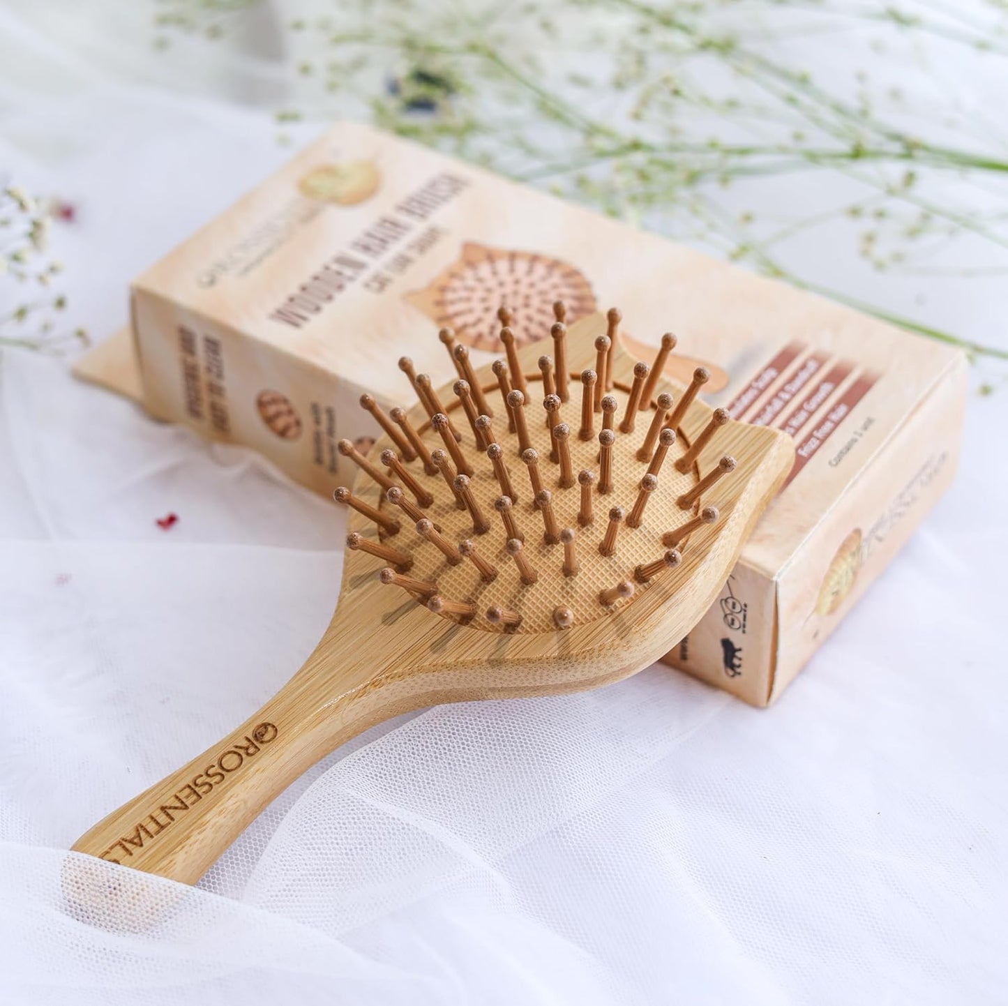 Travel Friendly Wooden Hair Combo Brush Cat Ear Shape (ORO-15-16)