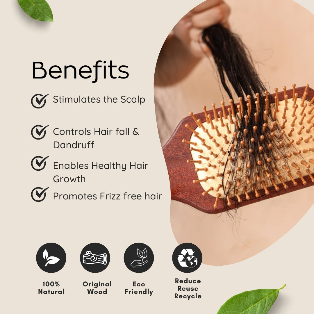Wooden Hair Brush Oval Small & Premium Wooden Combo Set Of 2 (ORO-014-017)