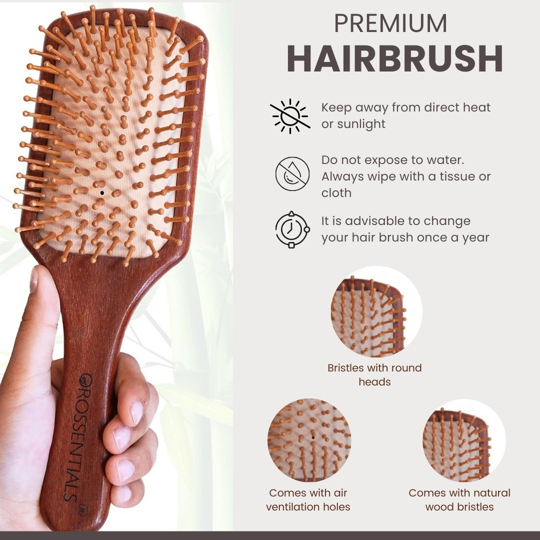 Wooden Hair Brush Oval Small & Premium Wooden Combo Set Of 2 (ORO-014-017)