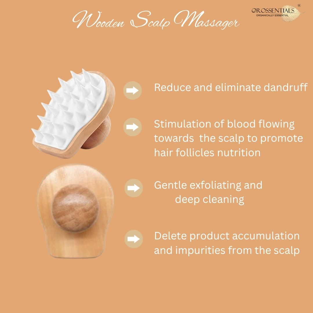 Wooden Scalp Massager (Shampoo Hair Brush With Soft Bristles) | Scalp Massager For Hair Growth