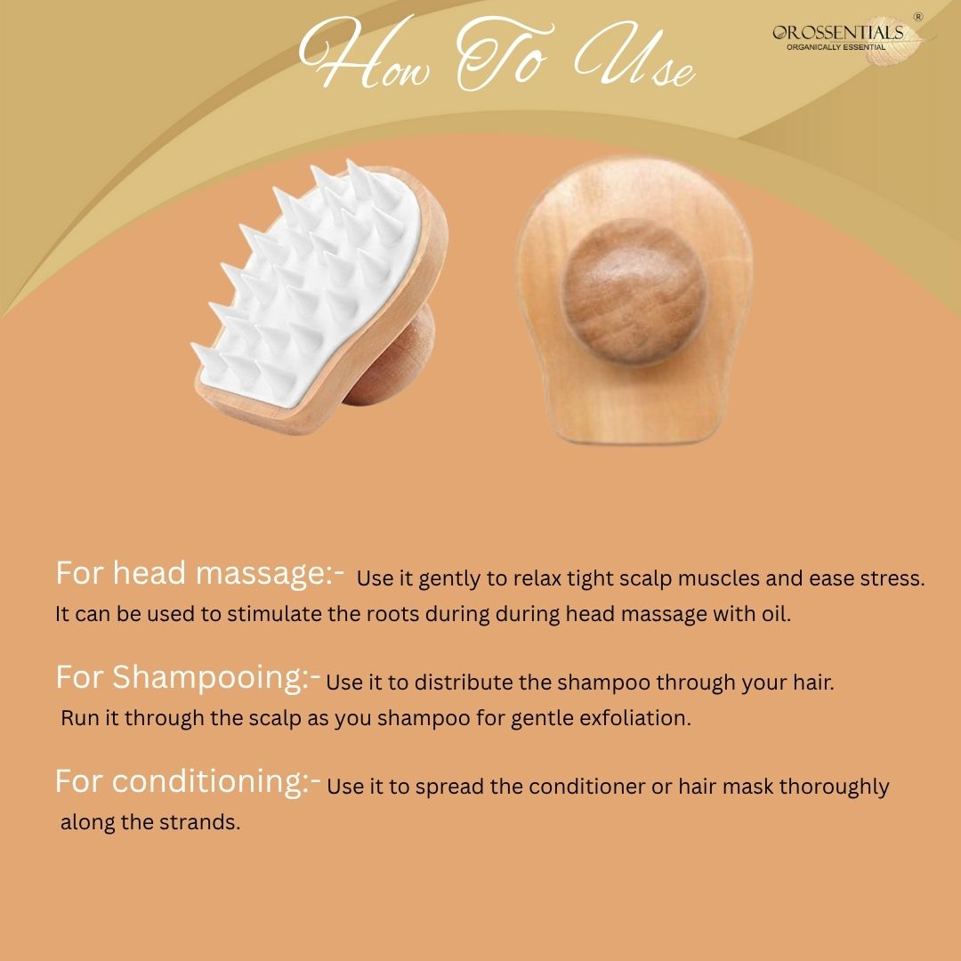 Wooden Scalp Massager (Shampoo Hair Brush With Soft Bristles) | Scalp Massager For Hair Growth