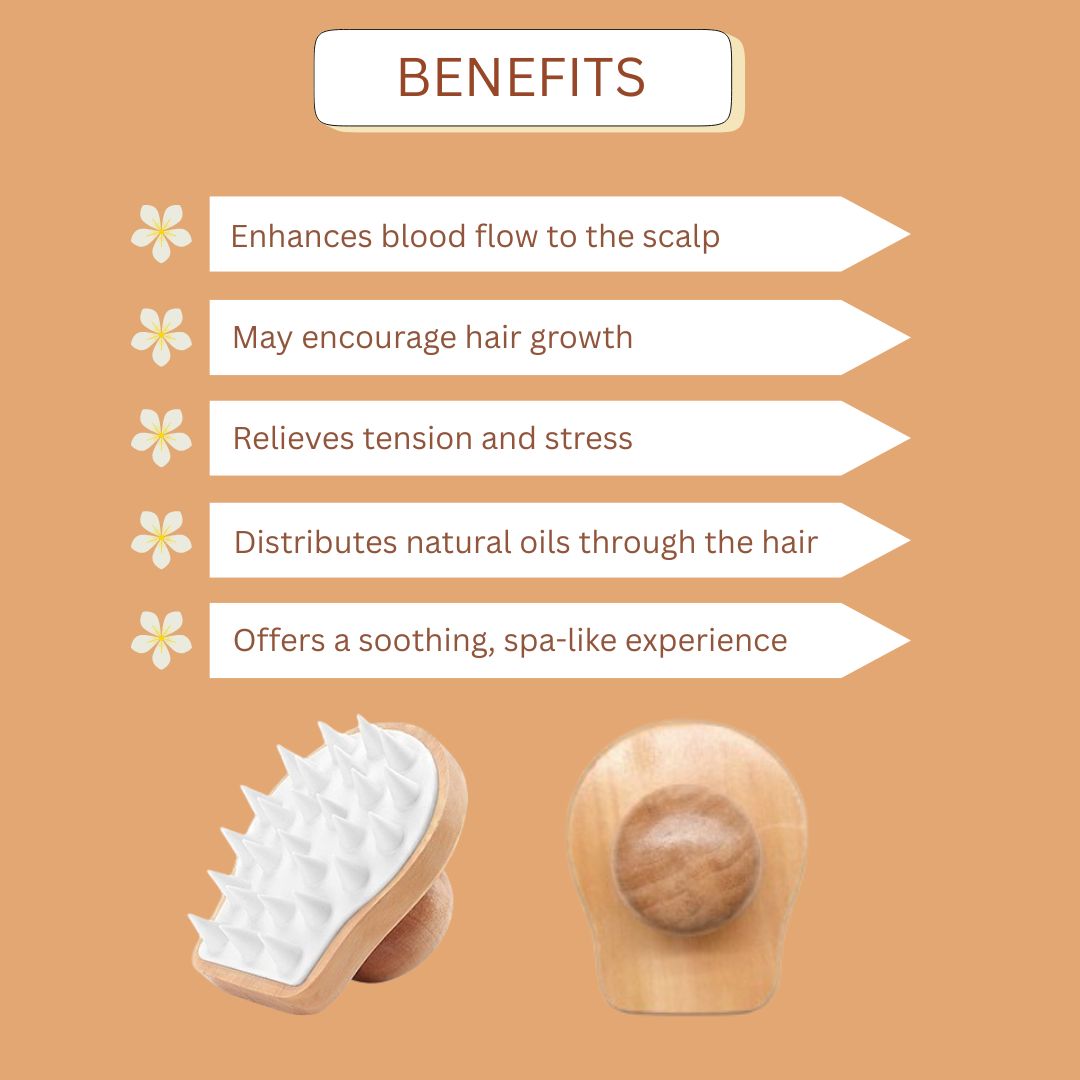 Wooden Scalp Massager (Shampoo Hair Brush With Soft Bristles) | Scalp Massager For Hair Growth