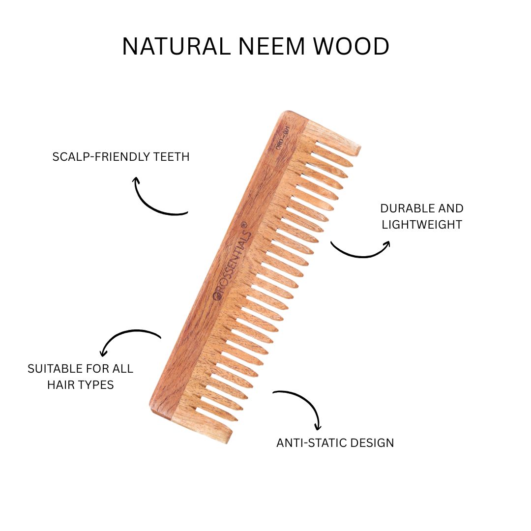 Organic Wide Teeth wooden comb 100% Natural (ORO-001)