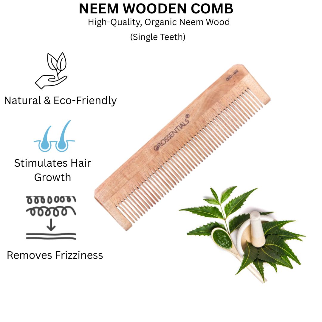 Neem Wood Comb Single Teeth 100% (ORO-002)