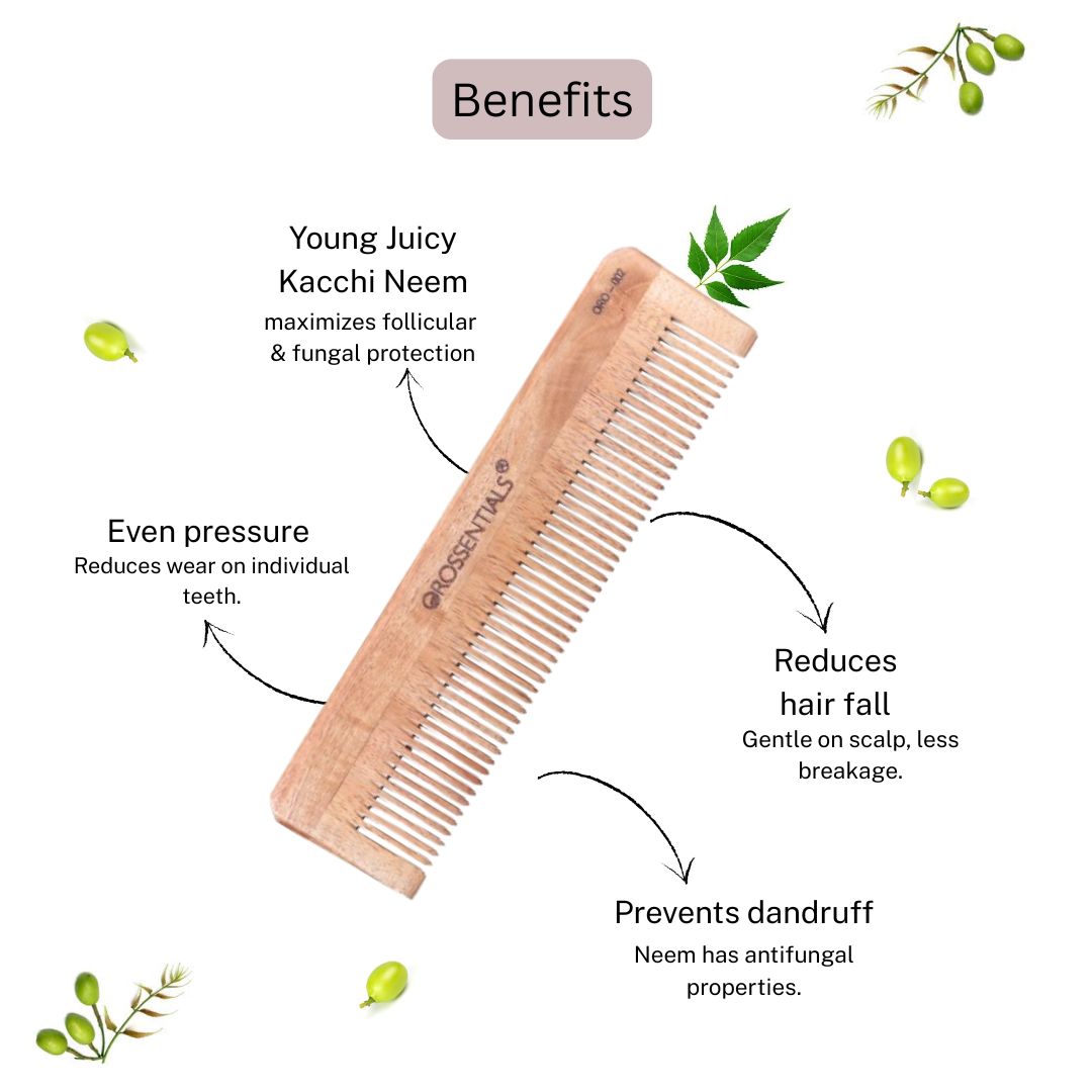 Neem Wood Comb Single Teeth 100% (ORO-002)
