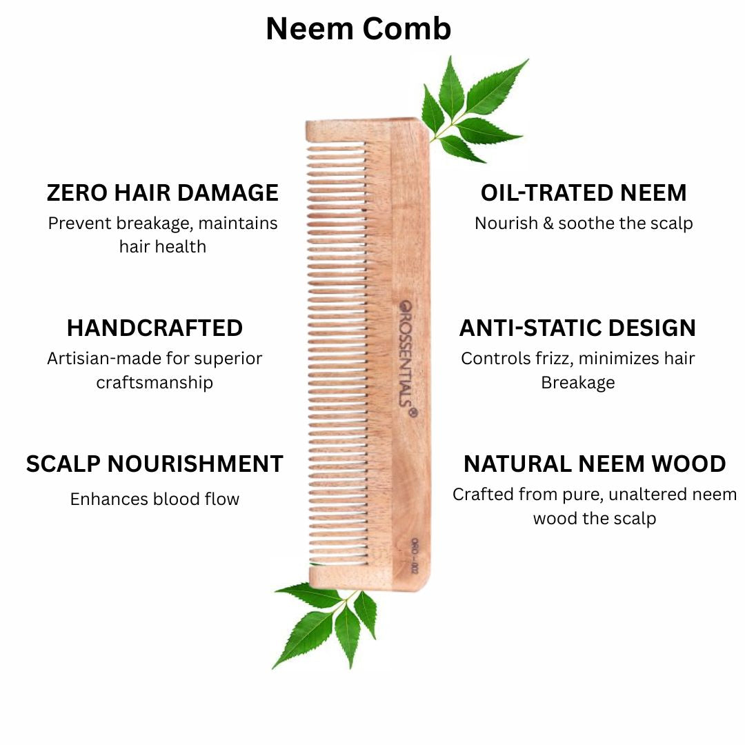 Neem Wood Comb Single Teeth 100% (ORO-002)