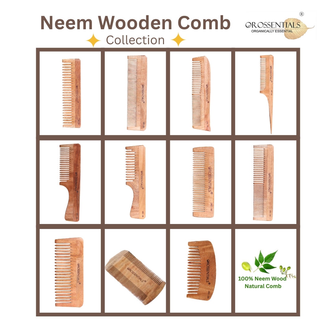 Orossentials Neem Wooden Comb long tail Natural 100% (ORO-004)
