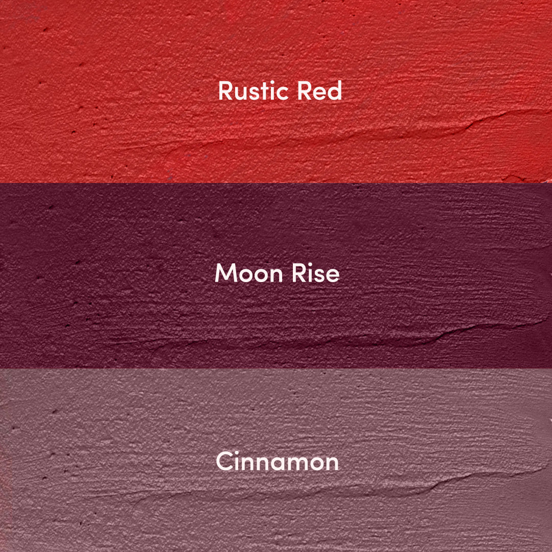 Play It Cool (cinnamon + moon rise + rustic red) Mini Lipstick Combo