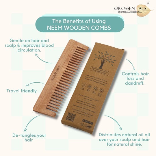 Set of 2 Wooden Combs- 2 in 1 & handle