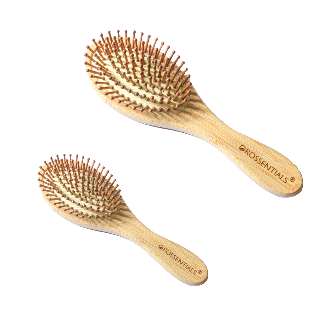 Bamboo/Wooden Hair Brush Brand | Round Edges Set of 2 (Small & Big)