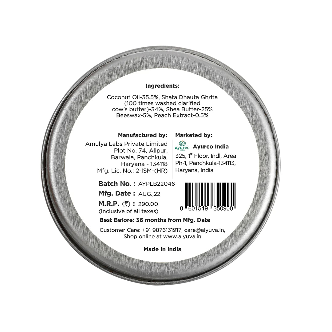 Peach fruit lip balm, natural & herbal ingredients, ghee based, unisex for all ages