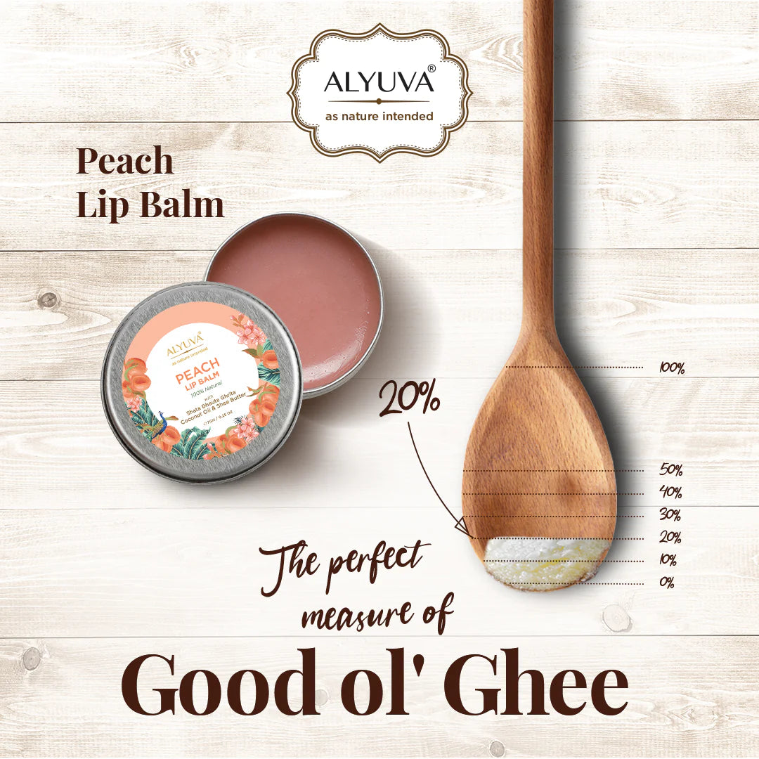Peach fruit lip balm, natural & herbal ingredients, ghee based, unisex for all ages