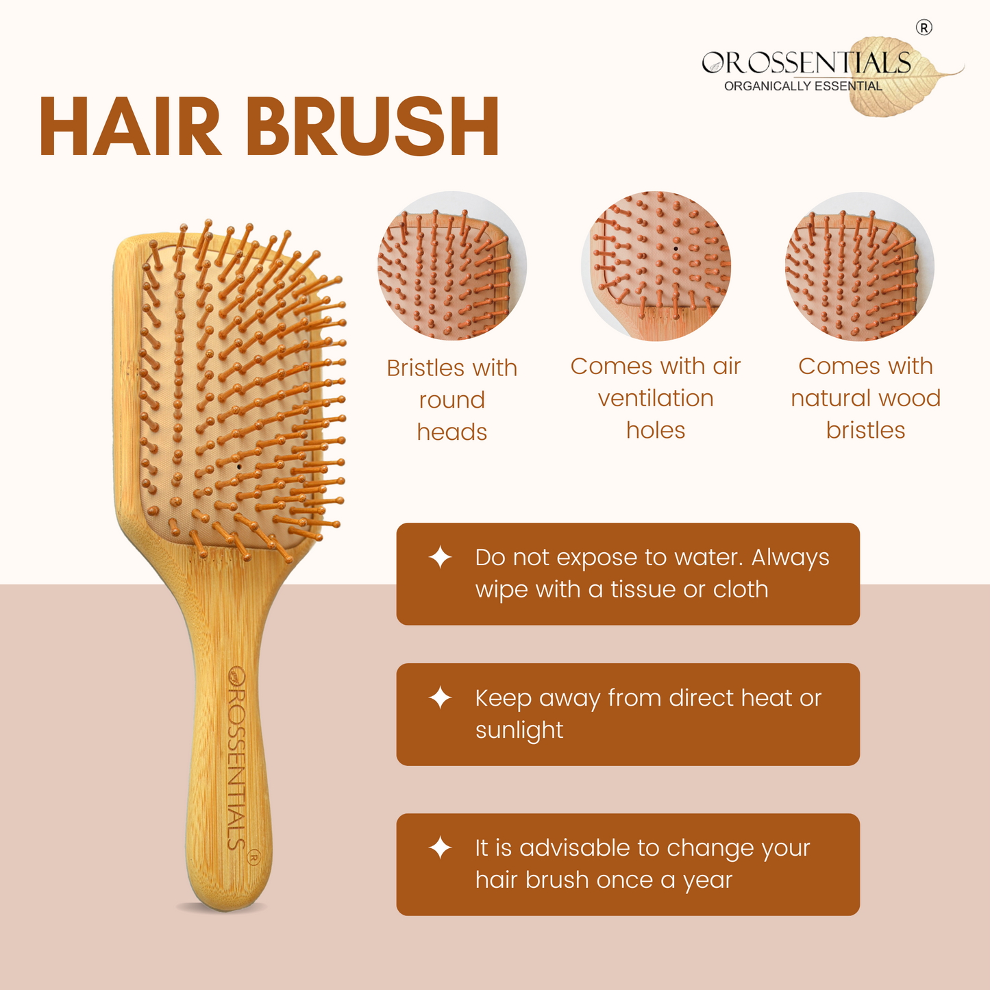 Bamboo/Wooden Hair Brush (BC-11-13-PK2)