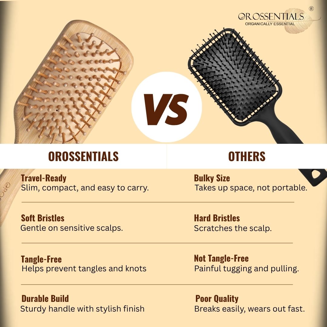 OROSSENTIALS wooden hair brush rectangle small ORO-012