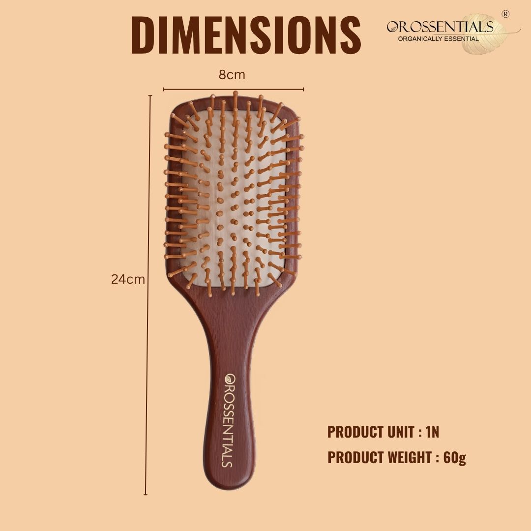 OROSSENTIALS Premium Wooden Hair Brush-Dark wood (ORO-017)