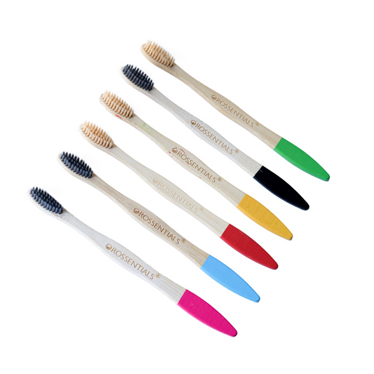 Wooden Toothbrush (Vegan Paint)- Set of 6