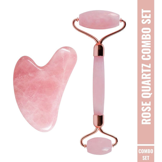 OROSSENTIALS Rose Quartz Face Roller and Gua Sha Combo Set (ORO-032)