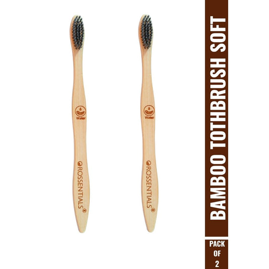 OROSSENTIALS Oral Care Bamboo Toothbrush with Soft Bristle - Pack of 2
