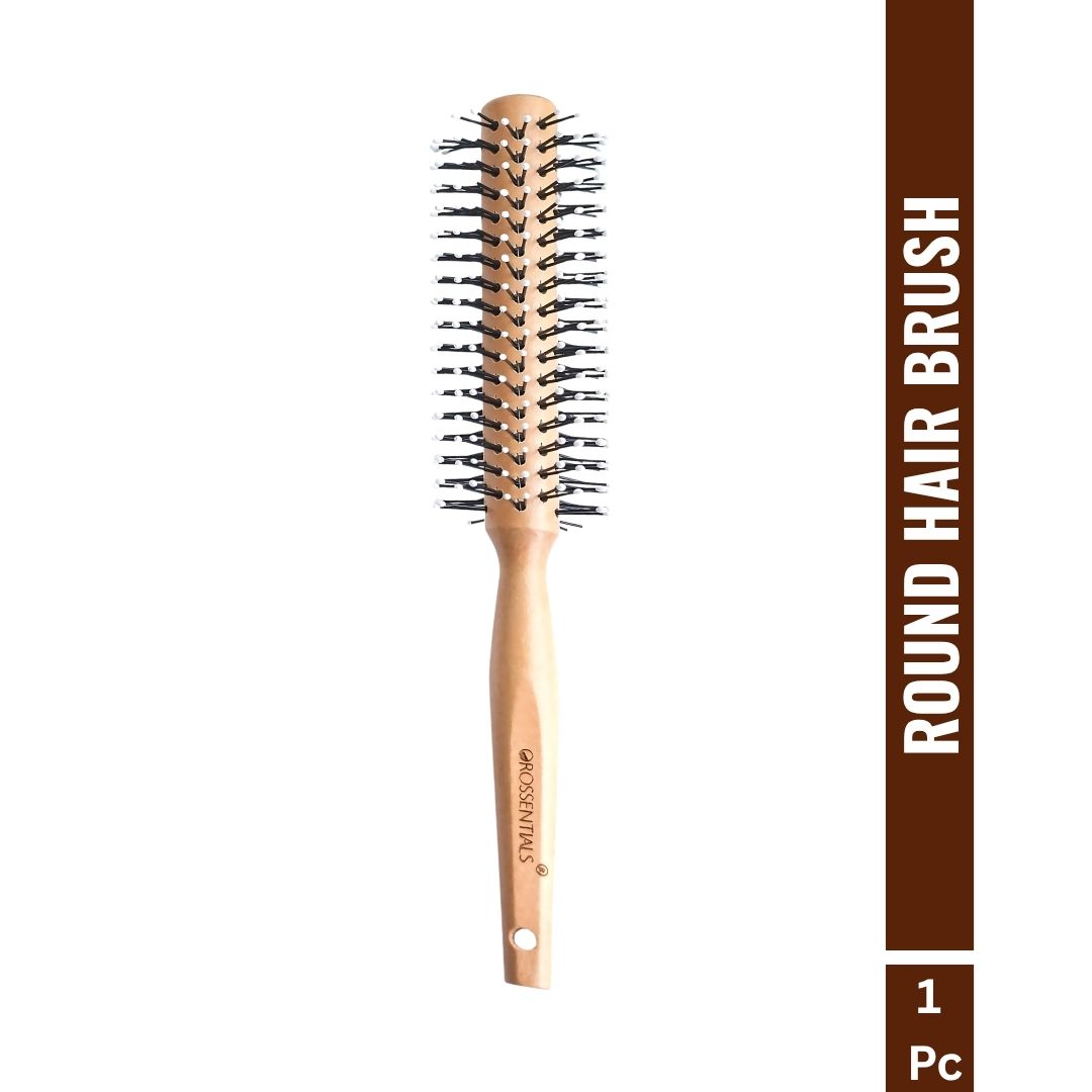 Orossentials Round Nylon bristles Wooden Hair Brush (ORO-020)