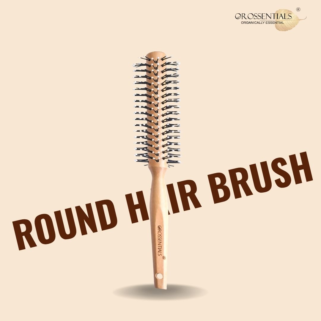 Orossentials Round Nylon bristles Wooden Hair Brush (ORO-020)