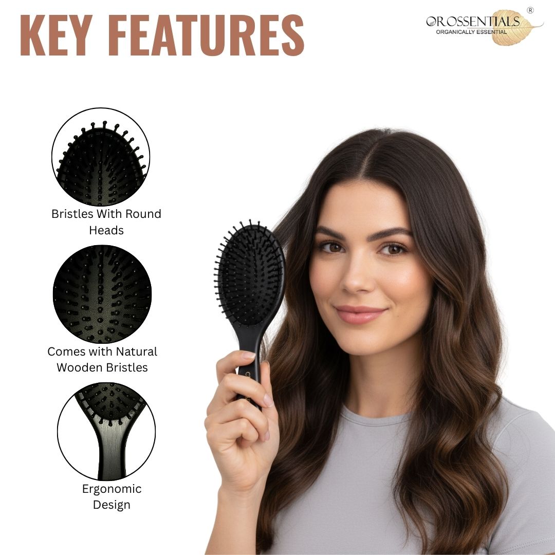 Orossentials Wooden Luxe Black Hair Brush (ORO-058)