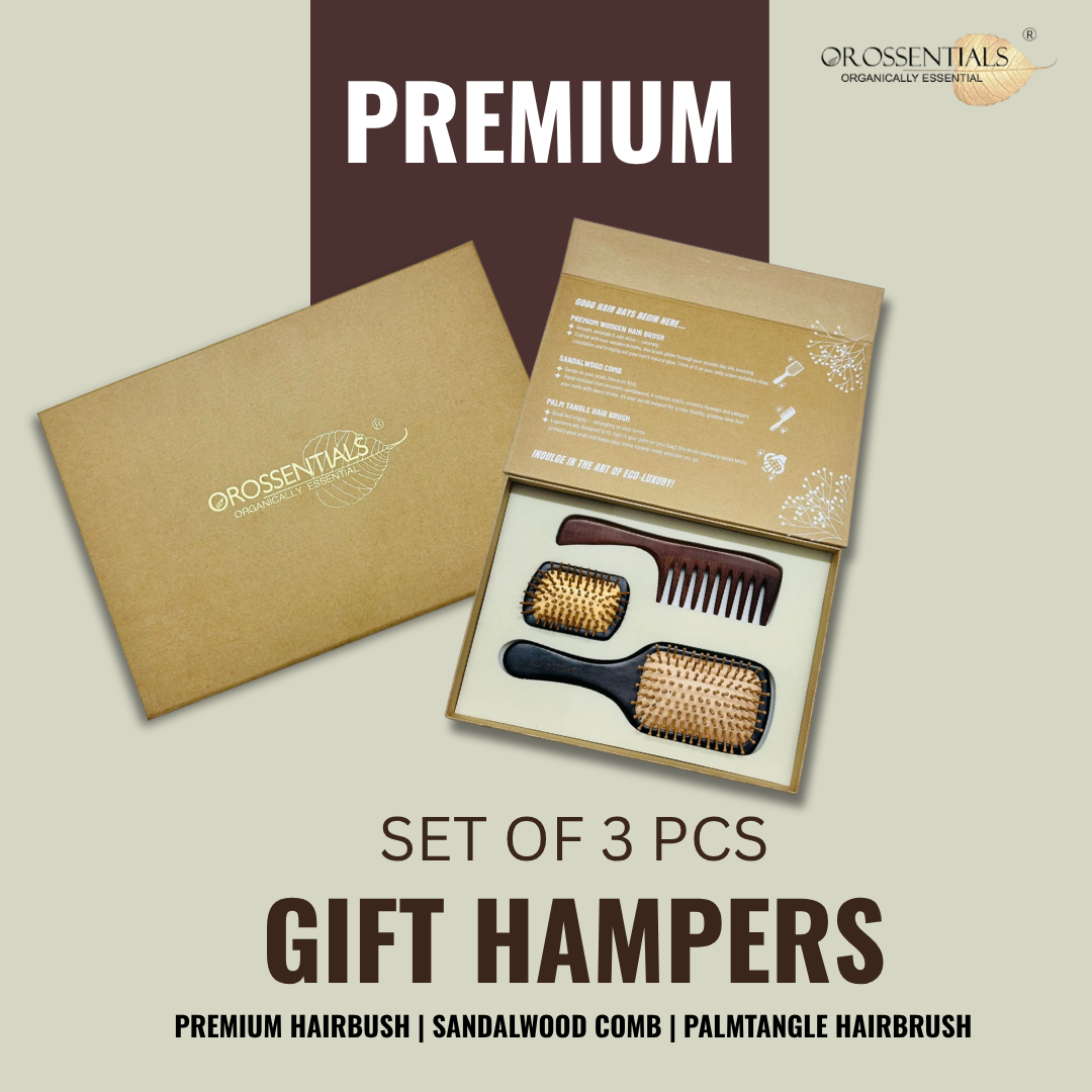 Hair Grooming Set | 1 Sandalwood Comb | 1 Palm Tangle Hair Brush | 1 Dark Pemium Hair Brush | Hair Styling Kit – 3-Piece Set for Effortless Grooming & Styling