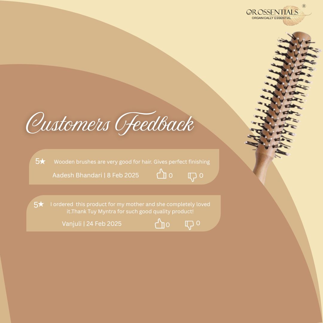 Orossentials Round Nylon bristles Wooden Hair Brush (ORO-020)