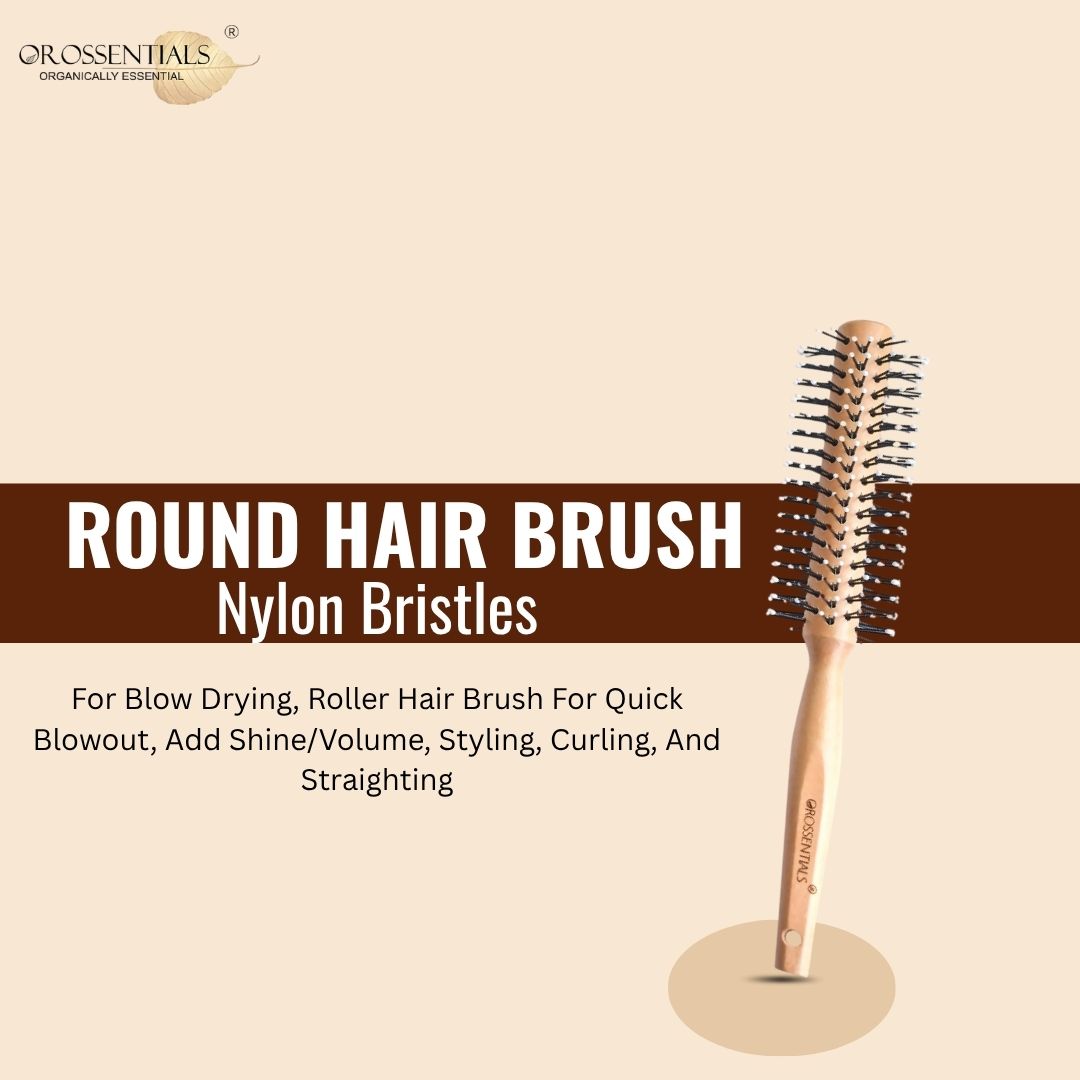Orossentials Round Nylon bristles Wooden Hair Brush (ORO-020)